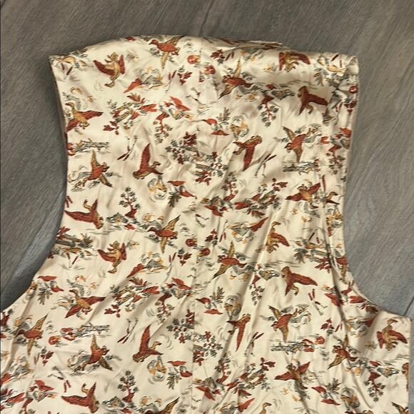 Handmade Tan Suede Like Western Boho Bird Pattern Button Vest Festival Size M? - Picture 6 of 7